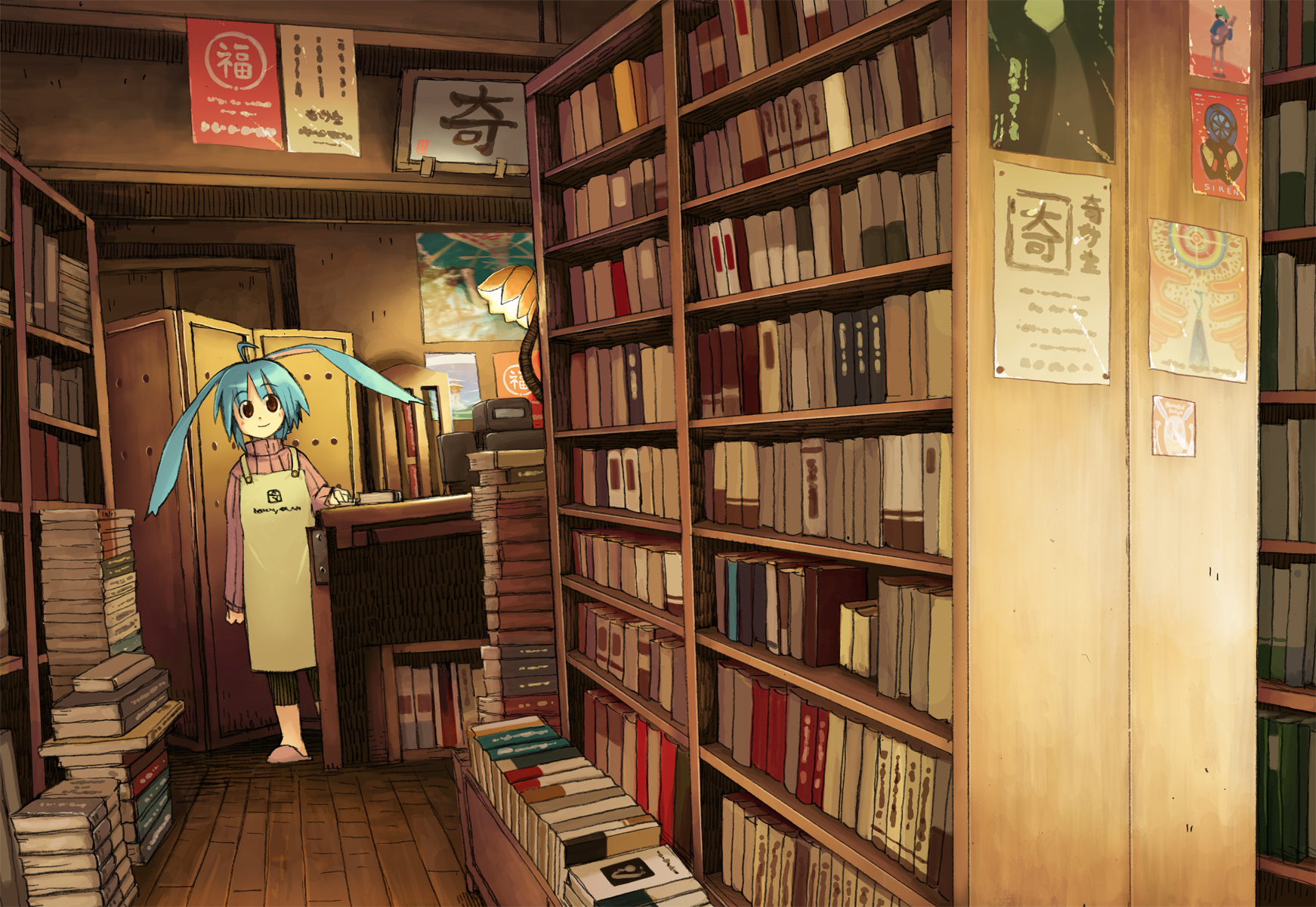 Комната с книгами аниме